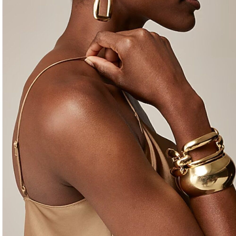 J. Crew Gwyneth slip dress in luster charmeuse camel NWT - Picture 2 of 10